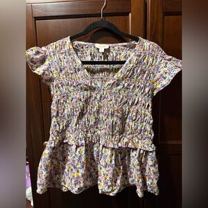 On 34th - Women's Floral Smocked Peplum Top